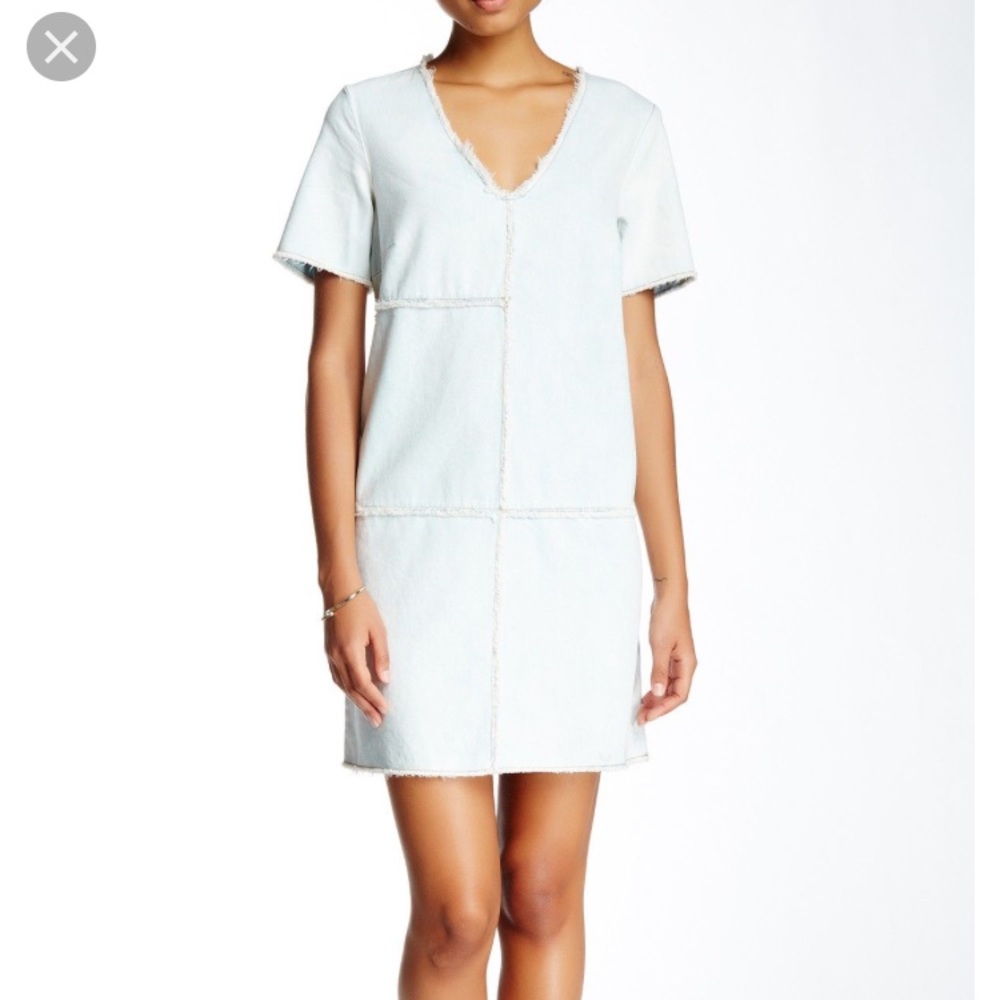 1.State Patched Denim Shift Dress
